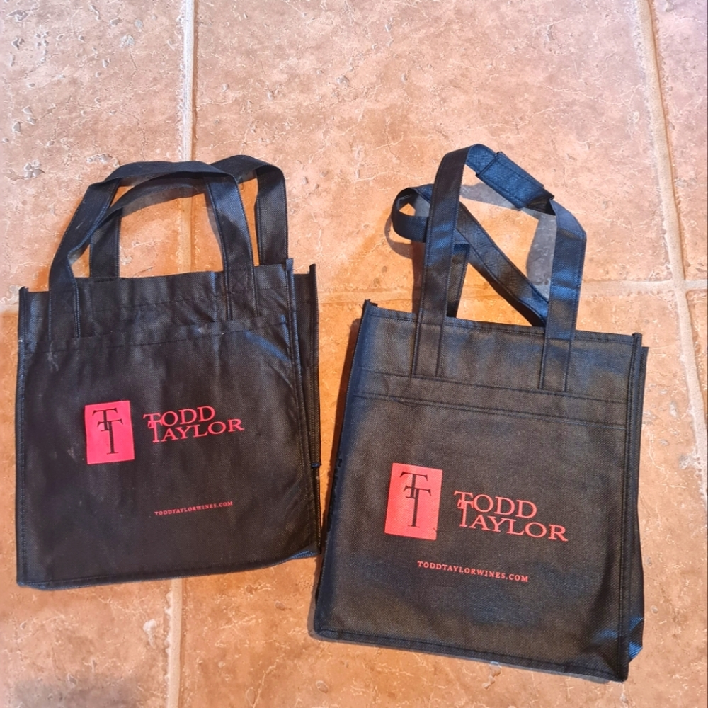 Wine Tote Bag Todd Taylor California Winery Great for Picnics 2 Piece Set